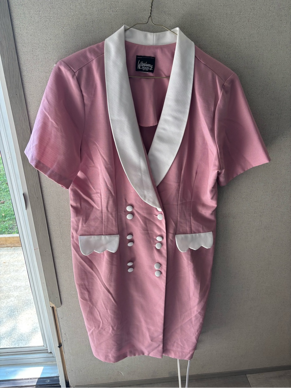 true vintage 1980s Whirlaway Frocks double-breasted dress, designed in a pastel